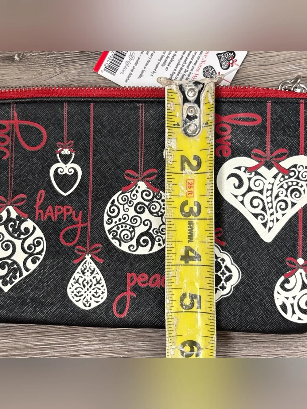 NWT Brighton Love Notes Christmas Ornament Wristlet Purse/Cosmetic Travel Bag